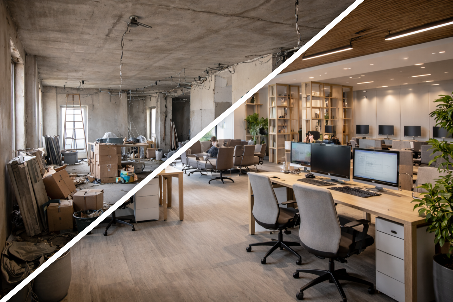 biurowiec przedzielony